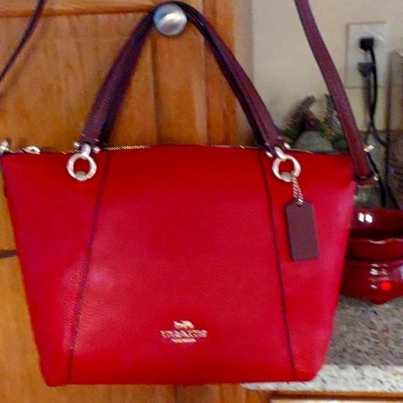 Coach Handbags - "NWT gorgeous Red and burgundy with gold accents coach purse !